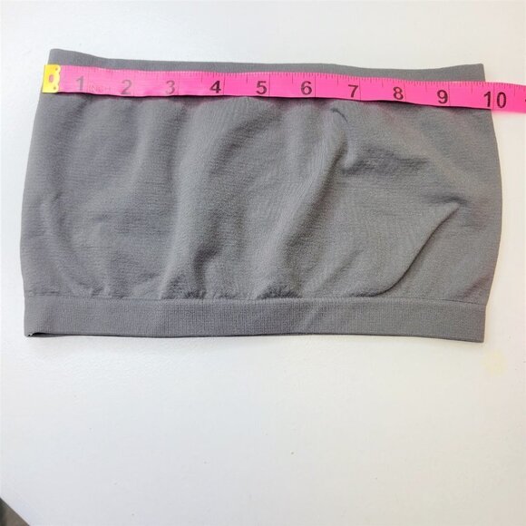 GREY Crop Top Stretchy Ribbed Bandeau Tube Top - One Size- NEW - Picture 6 of 11